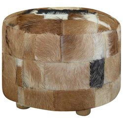 Comfortable Pouffe Footrest with Goat Leather Design