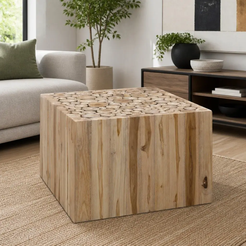 Coffee Table Brown Accent Side End Table 50 x 50 x 35 cm