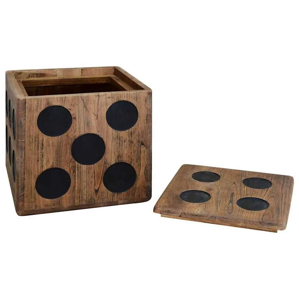 Storage Box Dice Design 40x40x40cm Wooden Storage Chest Coffee Side Table Brown