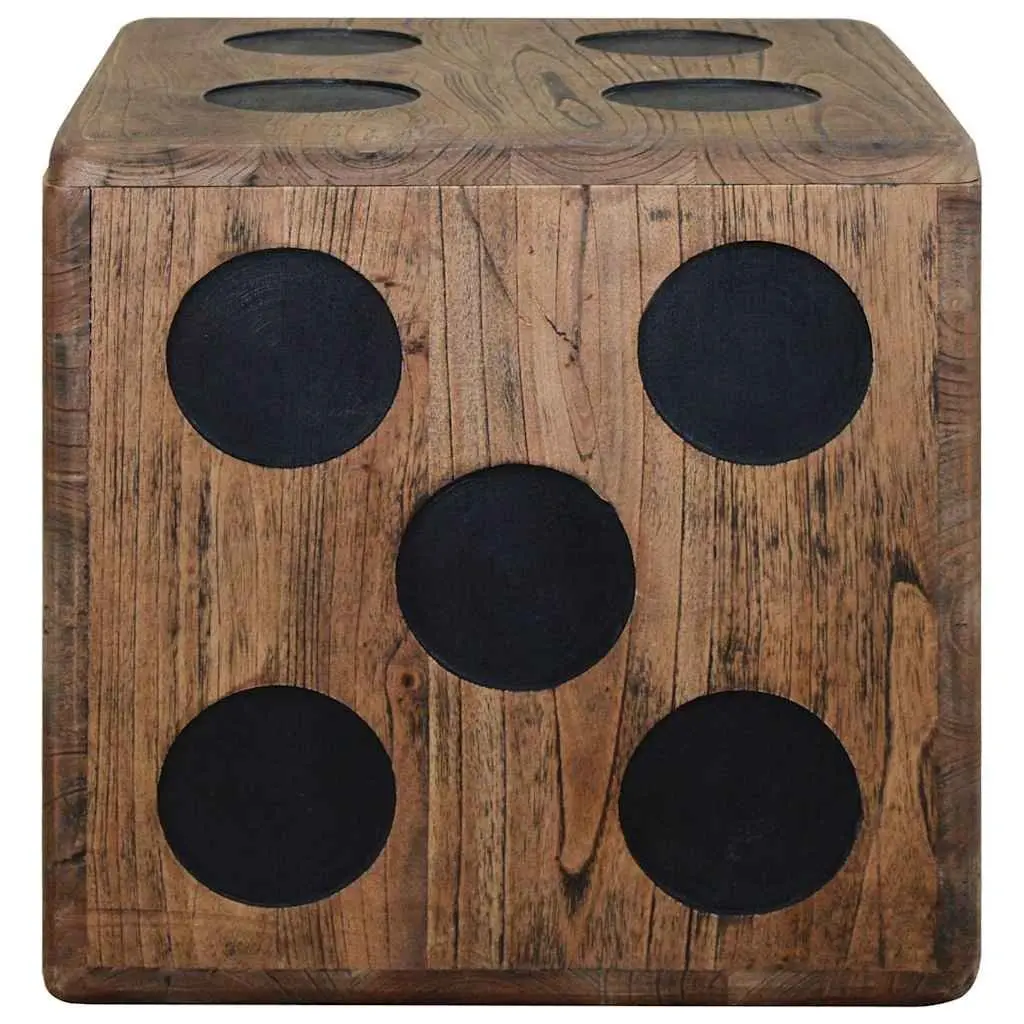 Storage Box Dice Design 40x40x40cm Wooden Storage Chest Coffee Side Table Brown