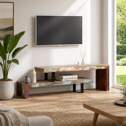 Warm Brown Reclaimed Wood TV Stand with Storage