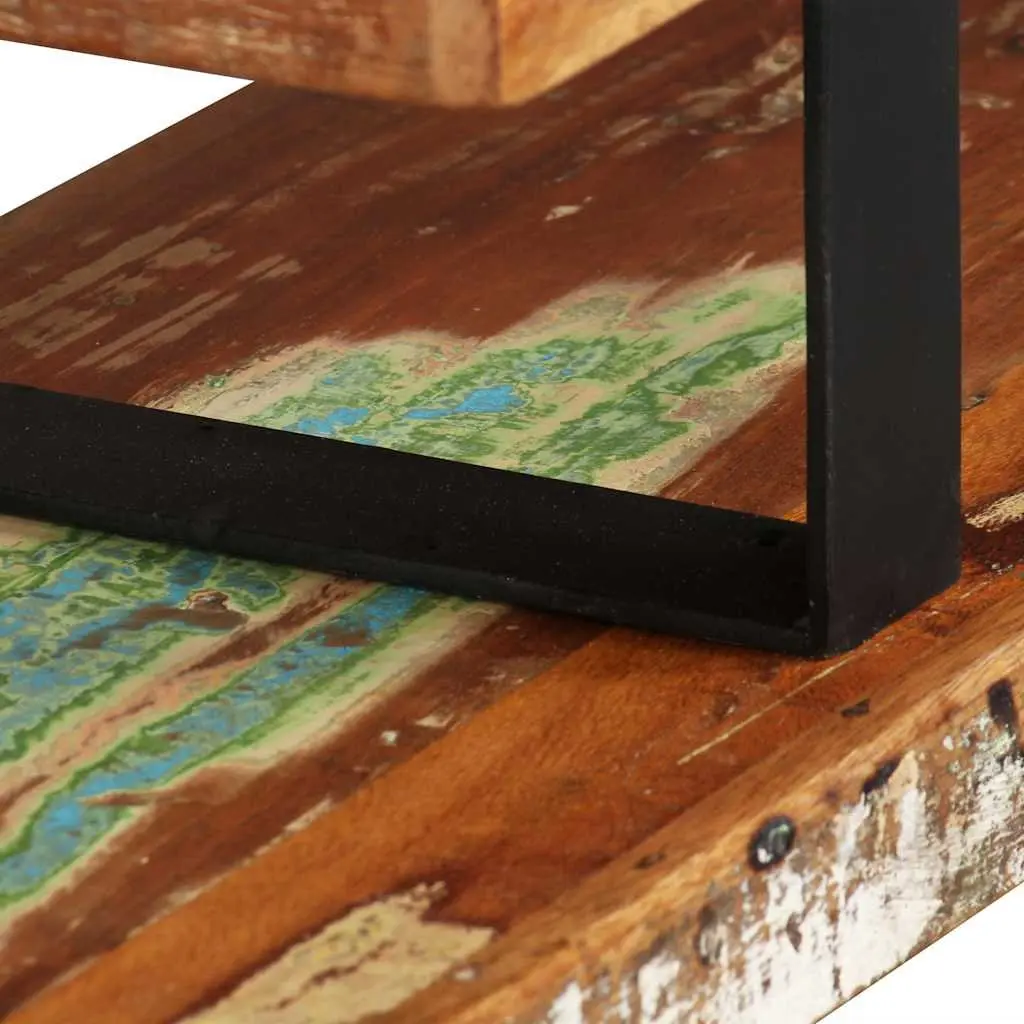 TV Stand Solid Reclaimed Wood Brown Stackable Storage Cabinet Two-Tier Lowboard