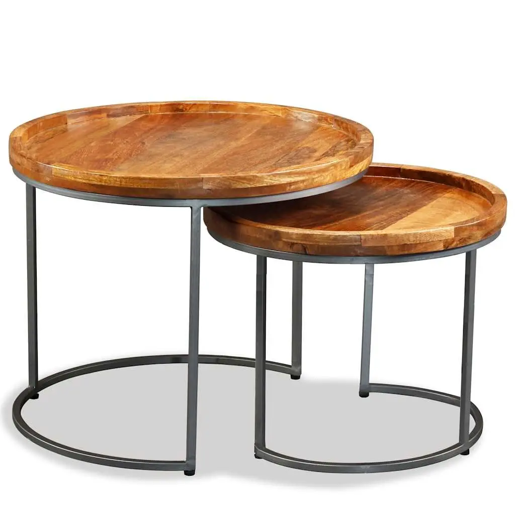 2-Piece Side Table Set with Vintage Charm