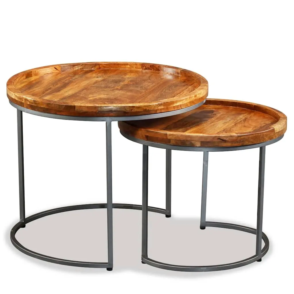 2-Piece Side Table Set with Vintage Charm