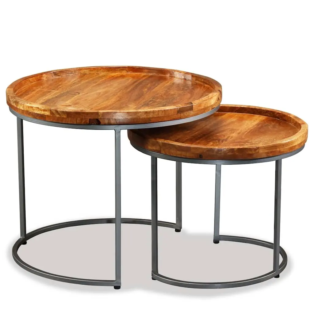 2-Piece Side Table Set with Vintage Charm