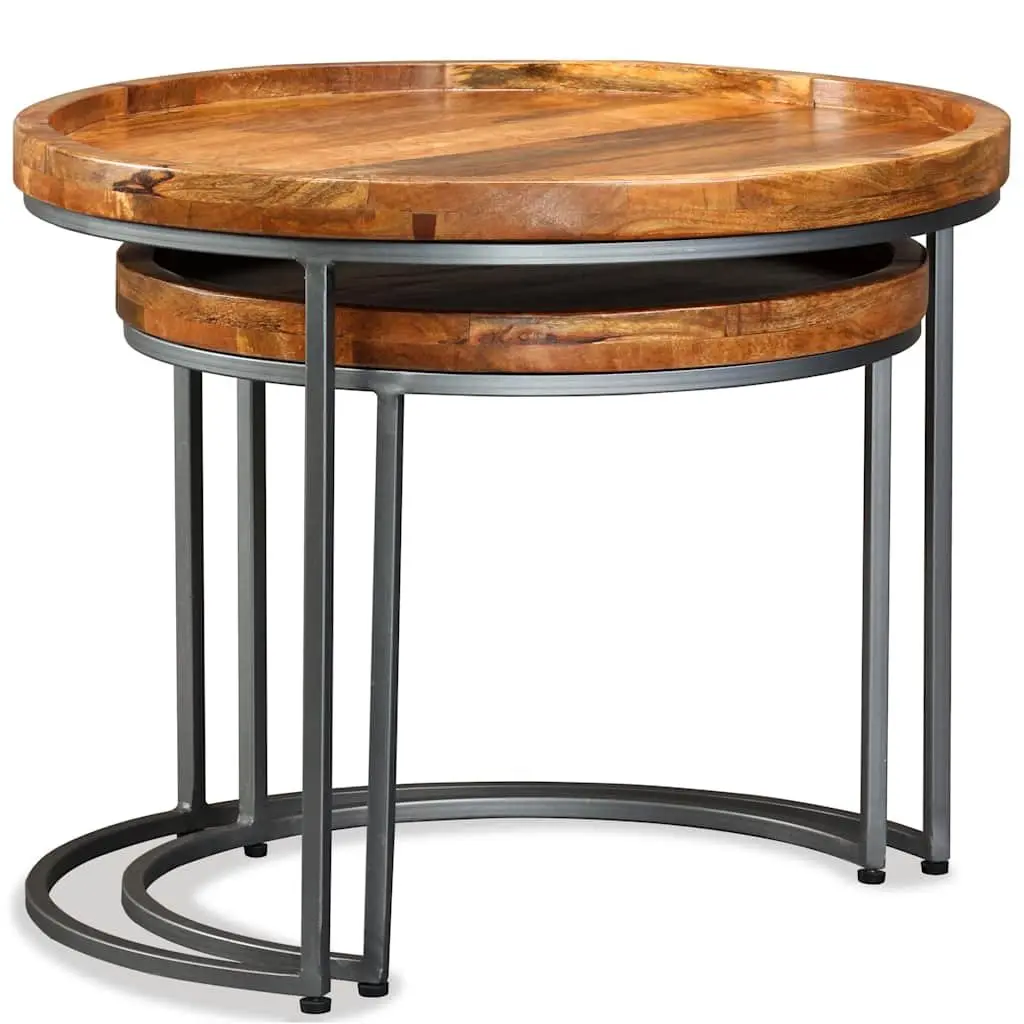 2-Piece Side Table Set with Vintage Charm