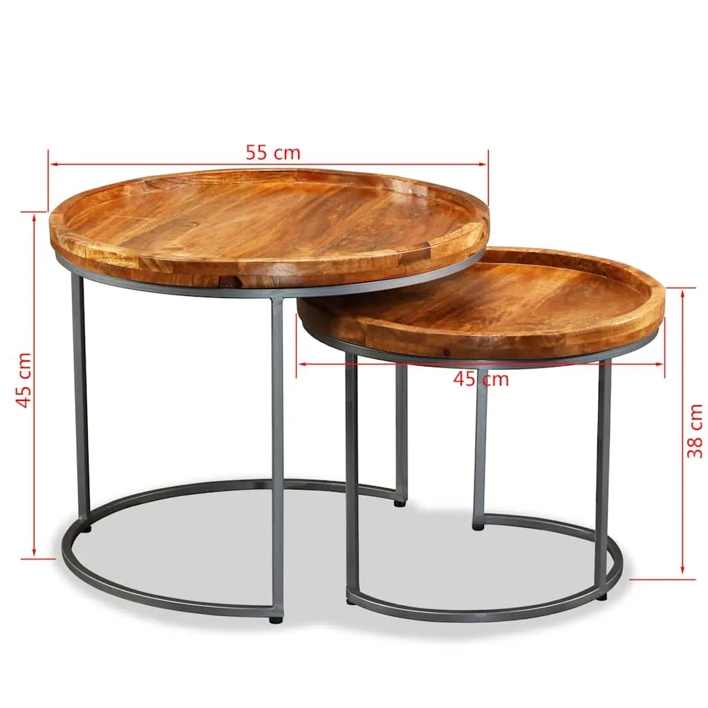 2-Piece Side Table Set with Vintage Charm