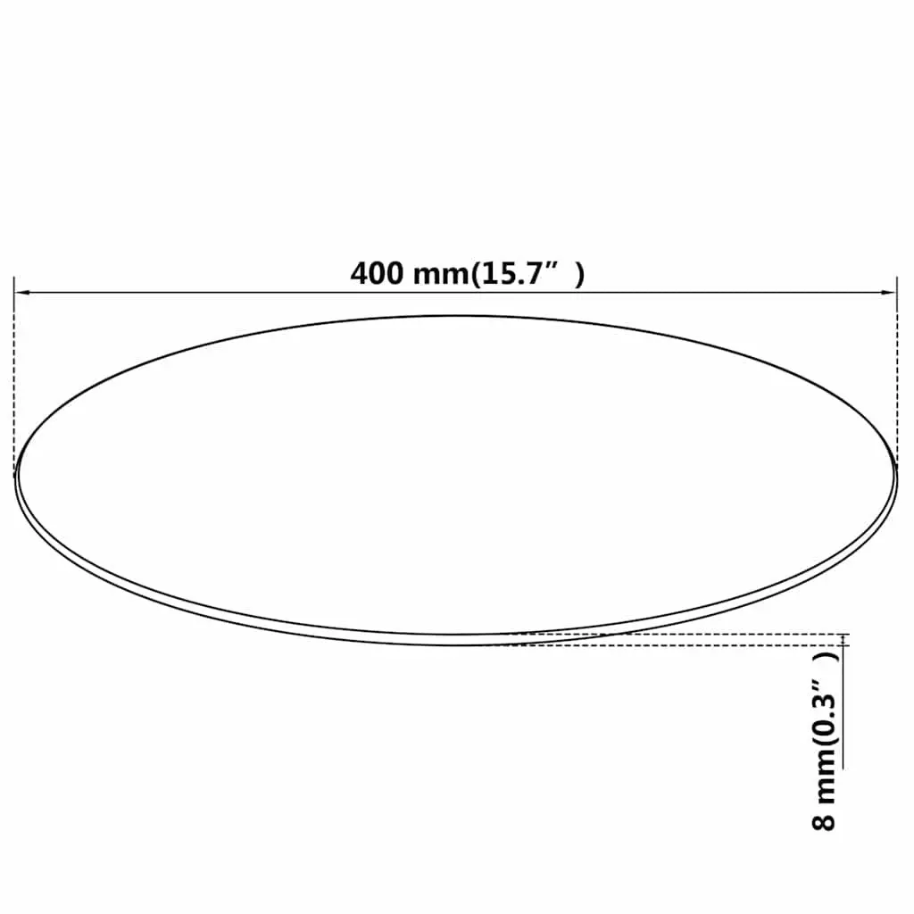 Tempered Glass Table Top Round 400mm Black for Dining Coffee Garden Use