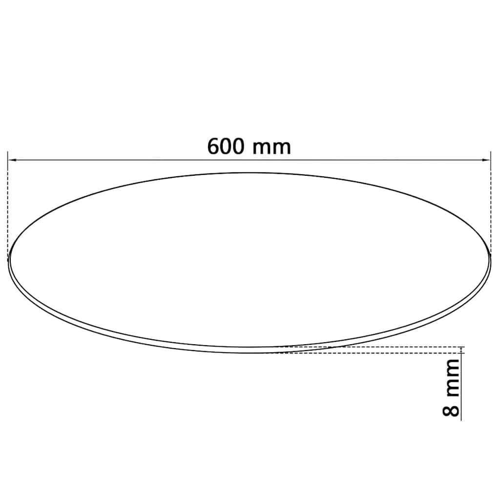 Round Tempered Glass Table Top 600mm Dining Coffee Garden Black