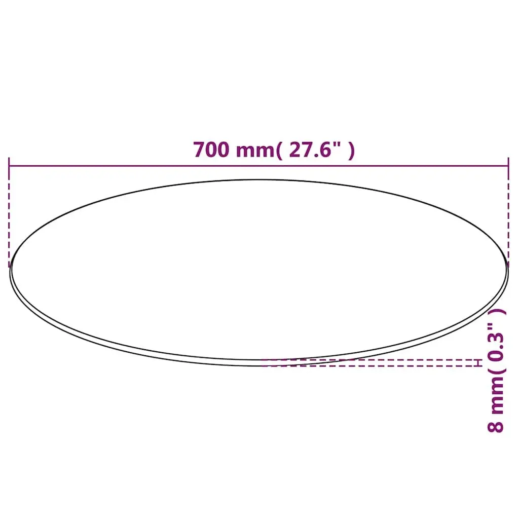 Tempered Glass Round Table Top 700mm Dining Coffee Garden Black