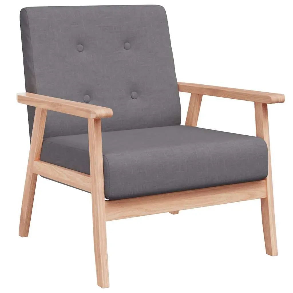 Armchair Dark Grey Fabric Upholstered Comfortable Lounge Chair Living Room