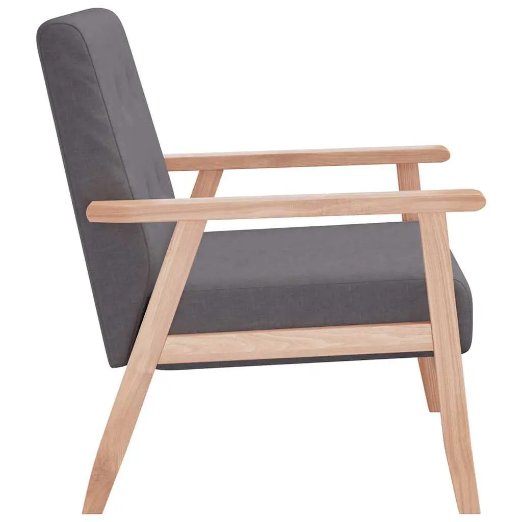 Armchair Dark Grey Fabric Upholstered Comfortable Lounge Chair Living Room