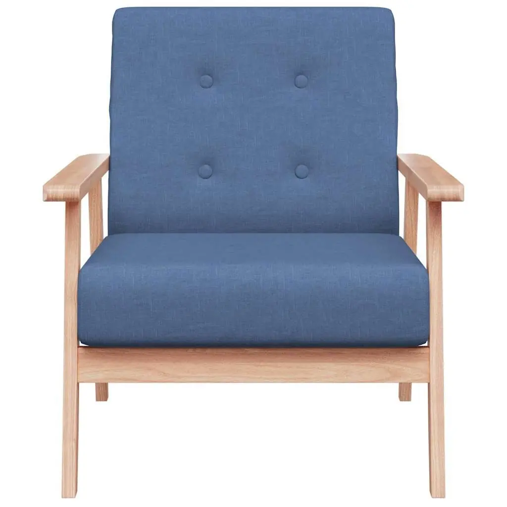Armchair Blue Fabric Upholstered Lounge Chair for Living Room