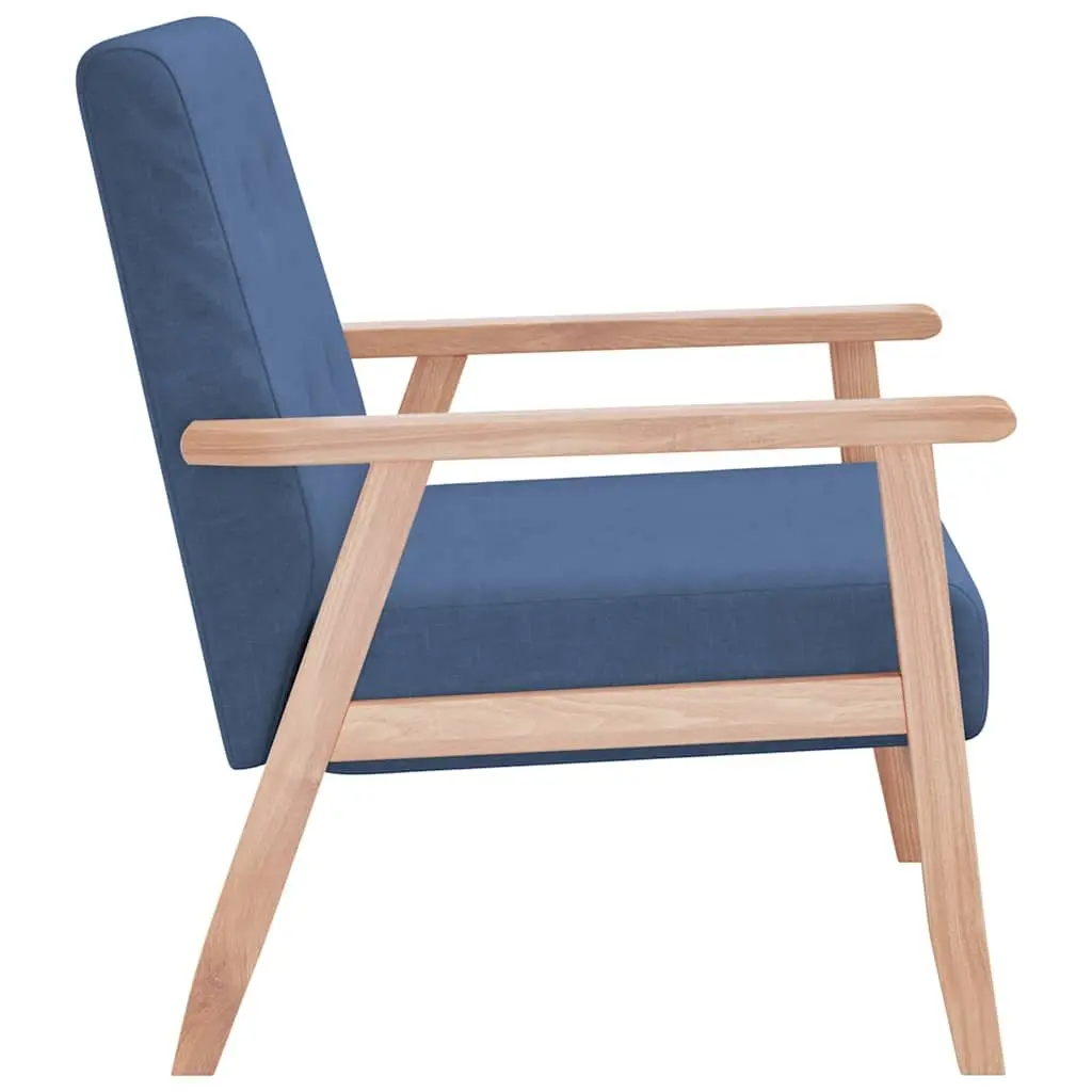 Armchair Blue Fabric Upholstered Lounge Chair for Living Room