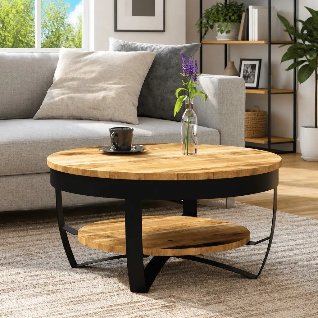 Coffee Table 65cm with Storage Shelf