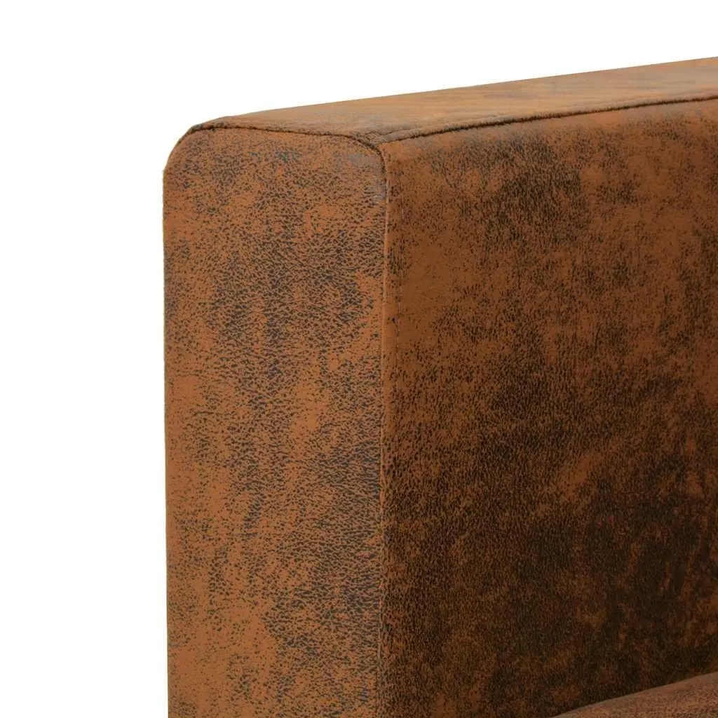 2-Seater Sofa Modern Living Room Furniture Brown Artificial Suede