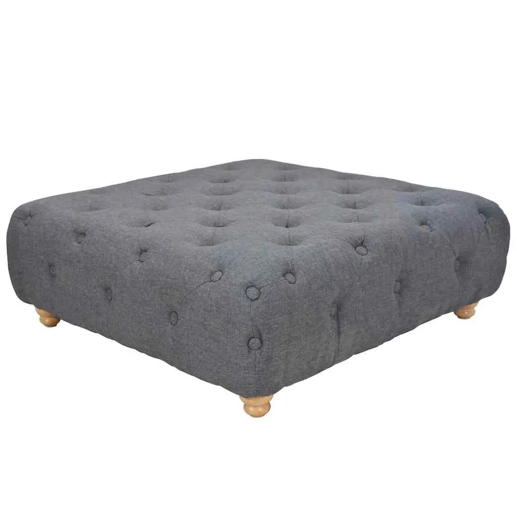 Pouffe Footrest Ottoman Upholstered Seat Dark Grey 80 x 80 x 30 cm