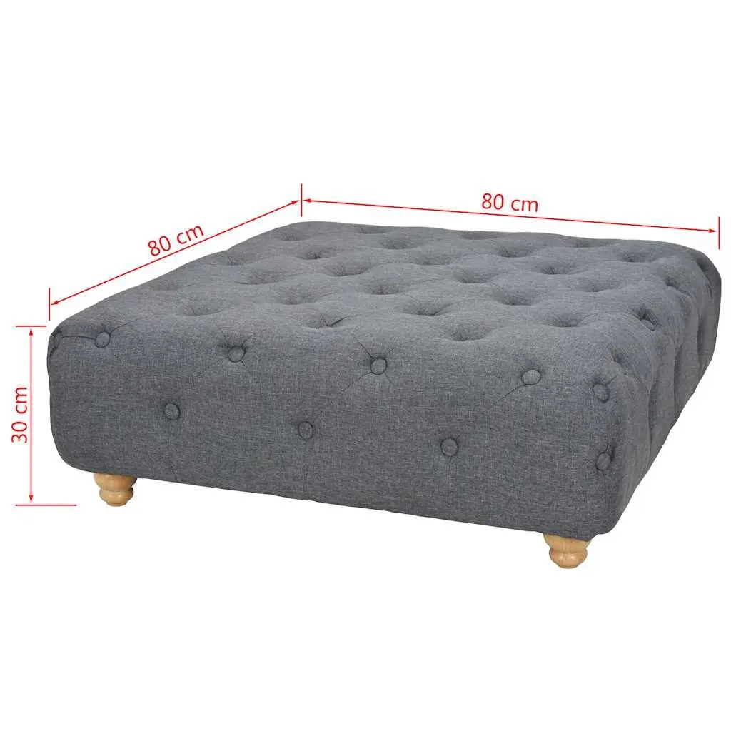 Pouffe Footrest Ottoman Upholstered Seat Dark Grey 80 x 80 x 30 cm