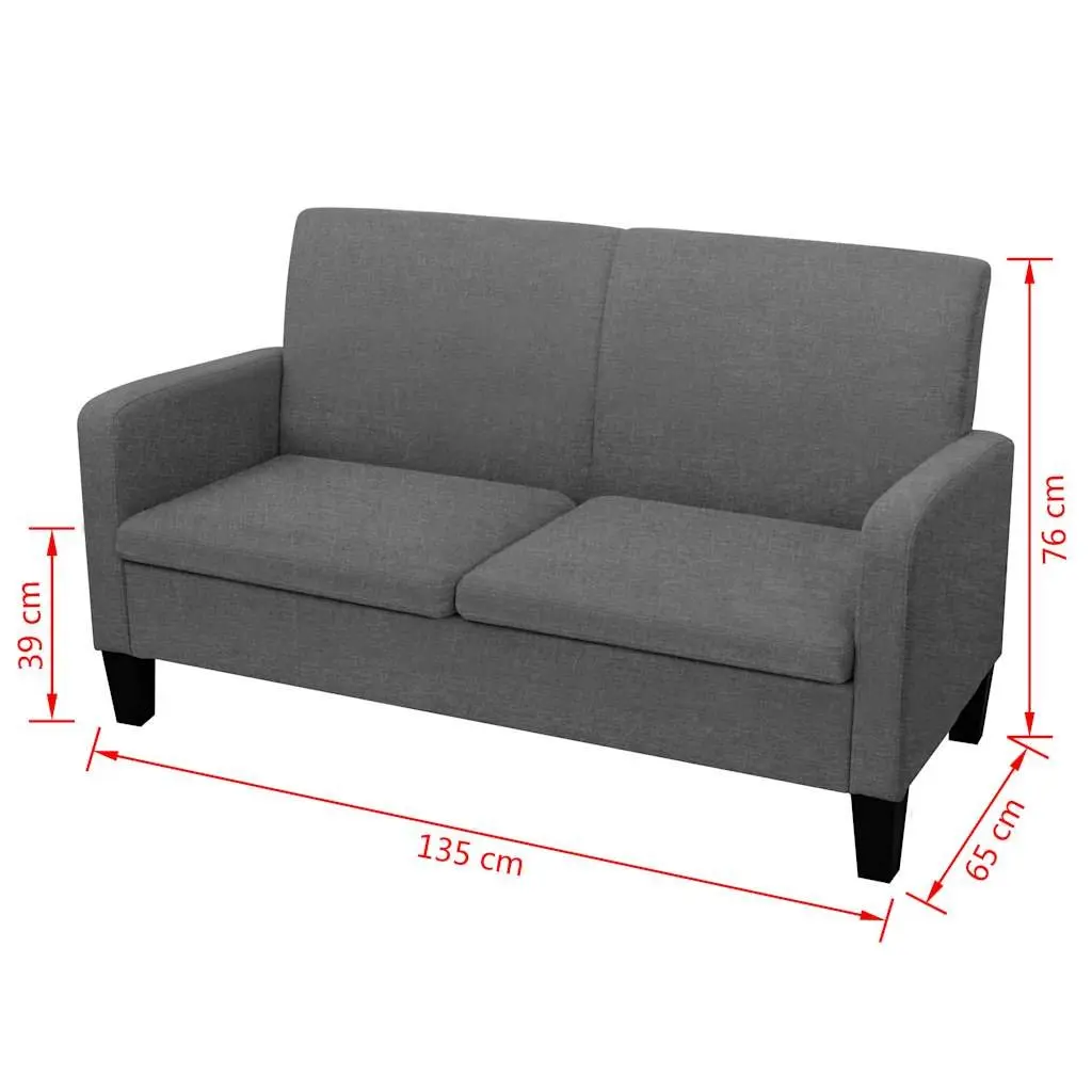 2-Seater Sofa Grey Lounge Couch Living Room Furniture Compact