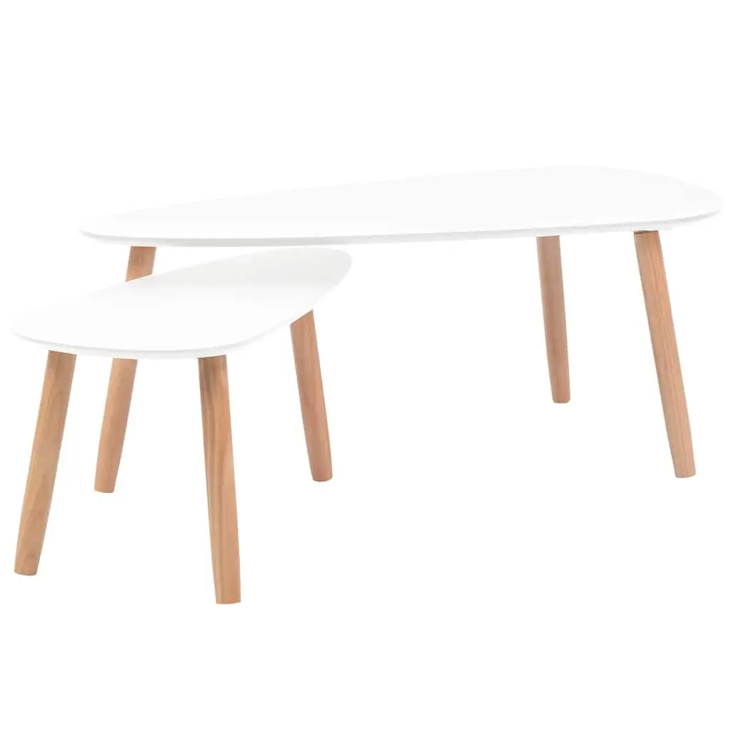 Coffee Table Set 2 Pieces Scandinavian Style Living Room White Pinewood MDF