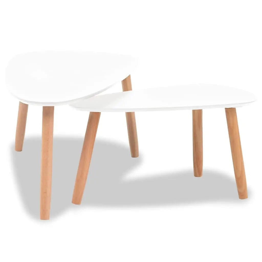 Coffee Table Set 2 Pieces Scandinavian Style Living Room White Pinewood MDF