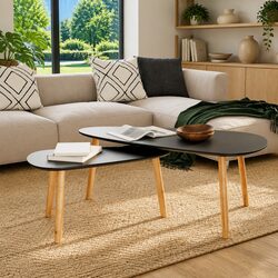 Two Scandinavian Style Coffee Tables in Black