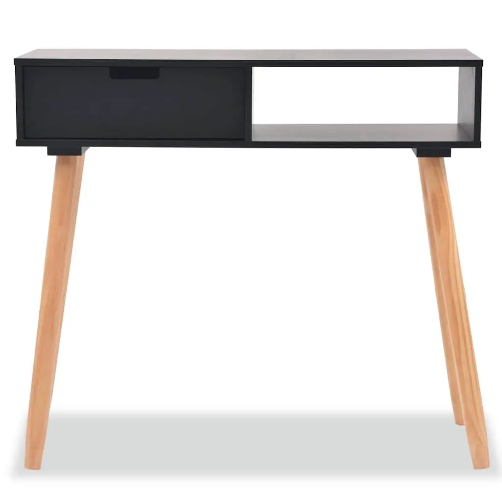 Console Table Black Solid Pinewood Accent End Table 80 x 30 x 72 cm