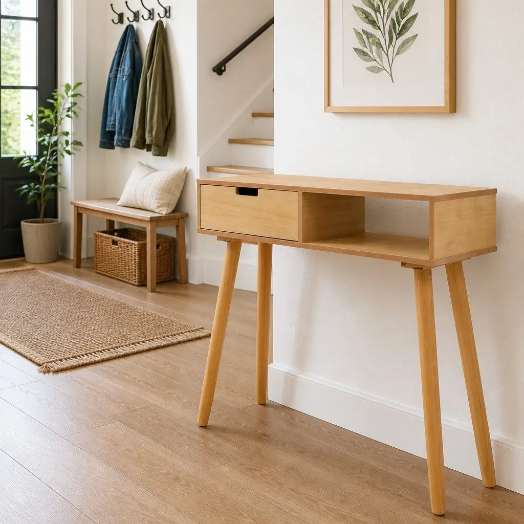 Console Table Pinewood Living Room Accent Furniture 80 x 30 x 72 cm Brown
