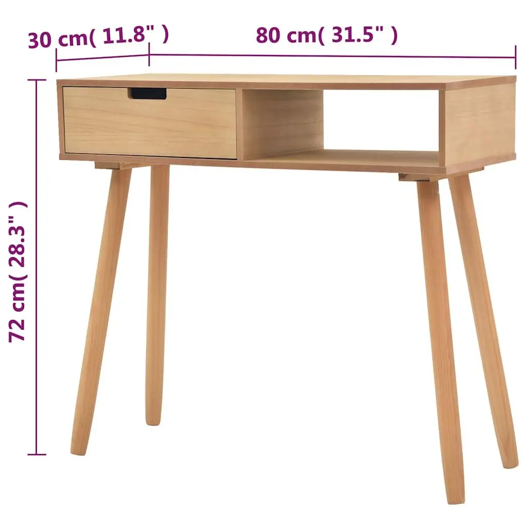 Console Table Pinewood Living Room Accent Furniture 80 x 30 x 72 cm Brown