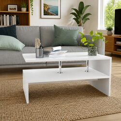 Practical White Two-Shelf Coffee Table for Everyday Use