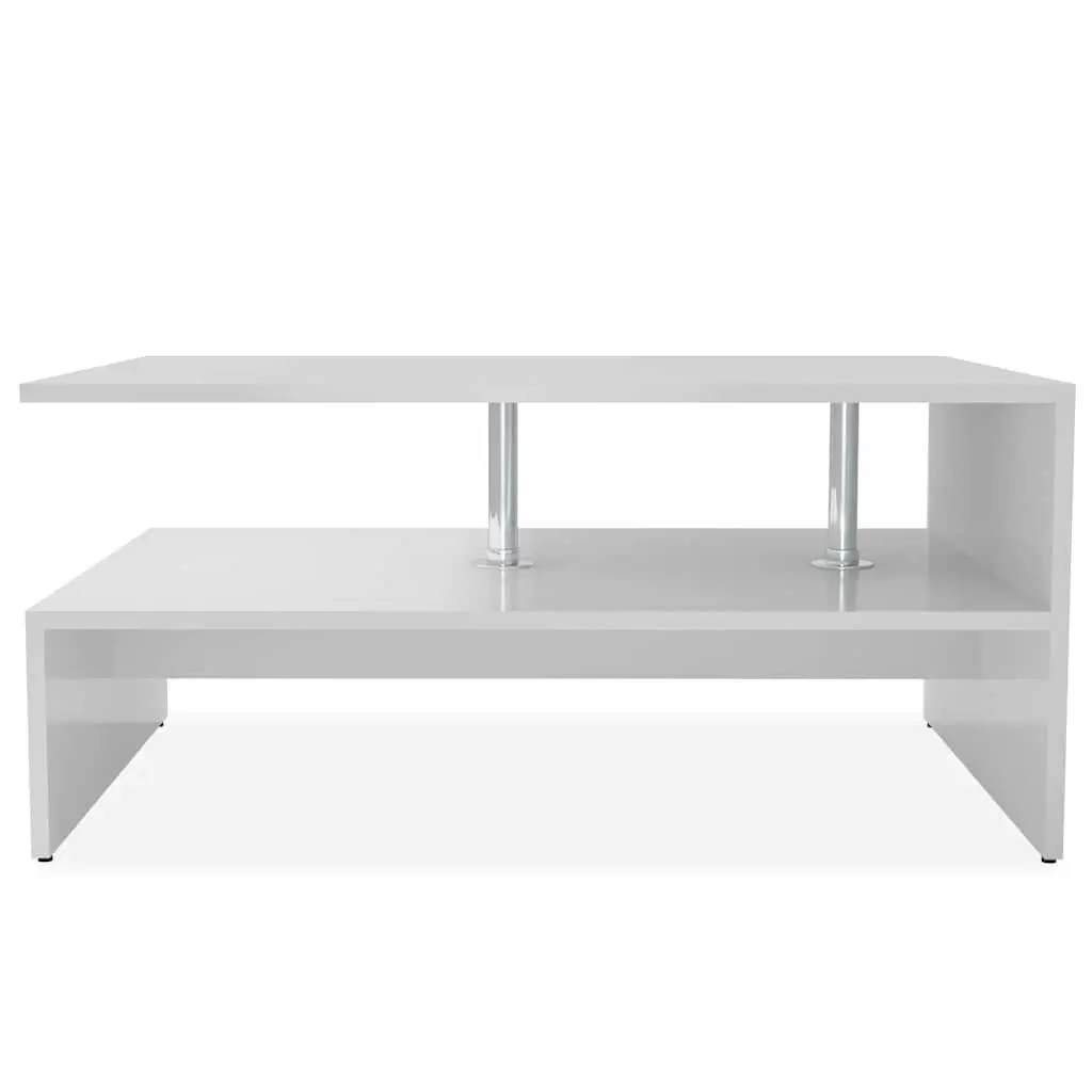 Coffee Table Two Shelf Design White Modern Living Room Accent Furniture Storage