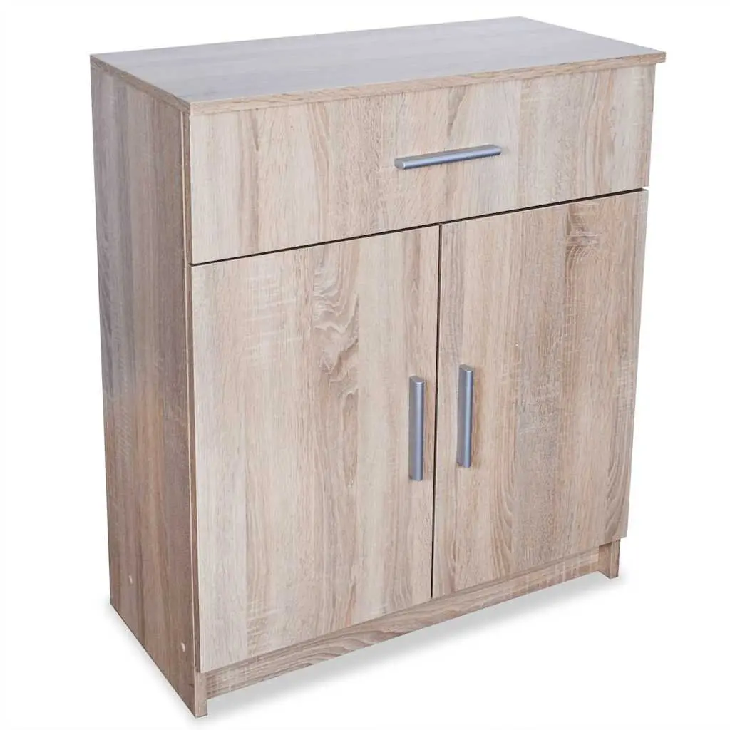 Sideboard Storage Cabinet Engineered Wood 1 Drawer 2 Door Brown Buffet Cupboard