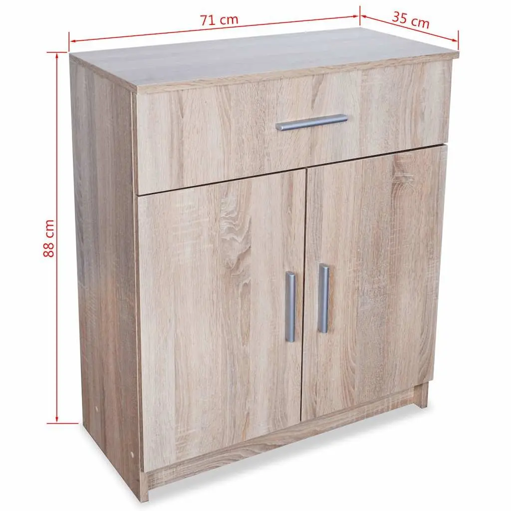 Sideboard Storage Cabinet Engineered Wood 1 Drawer 2 Door Brown Buffet Cupboard