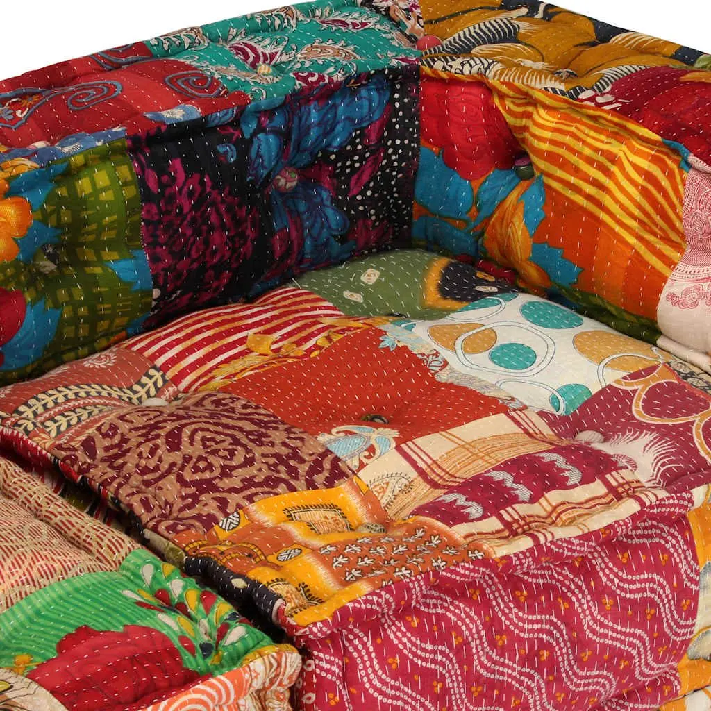 Modular Pouffe Sofa Bed Convertible Couch 2-Seater Multicolour Patchwork Fabric