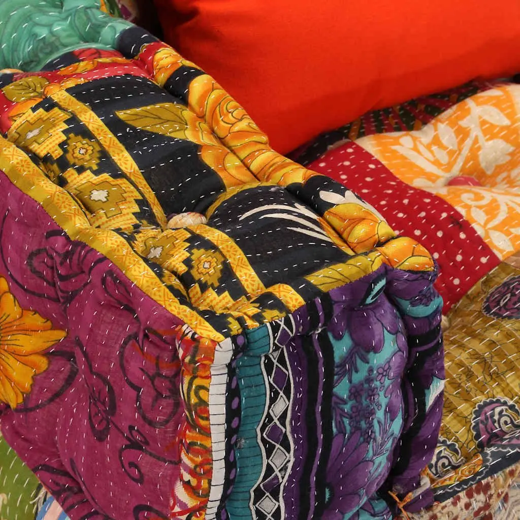 Modular Pouffe Sofa Bed Convertible Couch 2-Seater Multicolour Patchwork Fabric