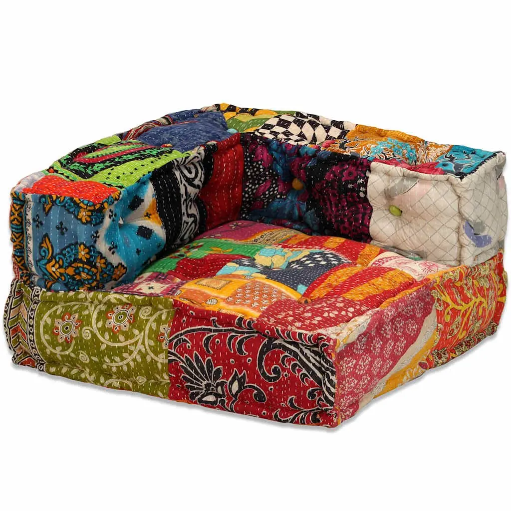 Modular Pouffe Sofa Bed Convertible Patchwork Fabric 4-Seater Multicolour