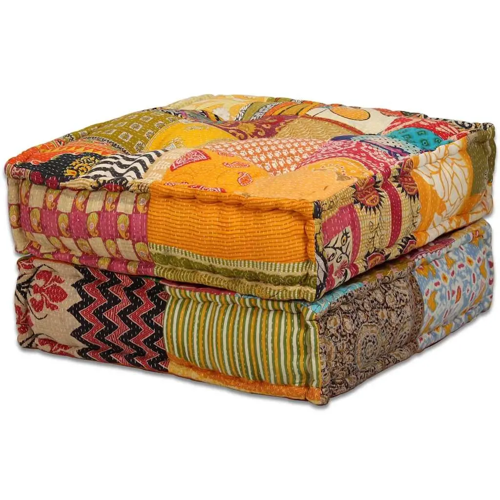 Modular Pouffe Sofa Bed Convertible Patchwork Fabric 4-Seater Multicolour