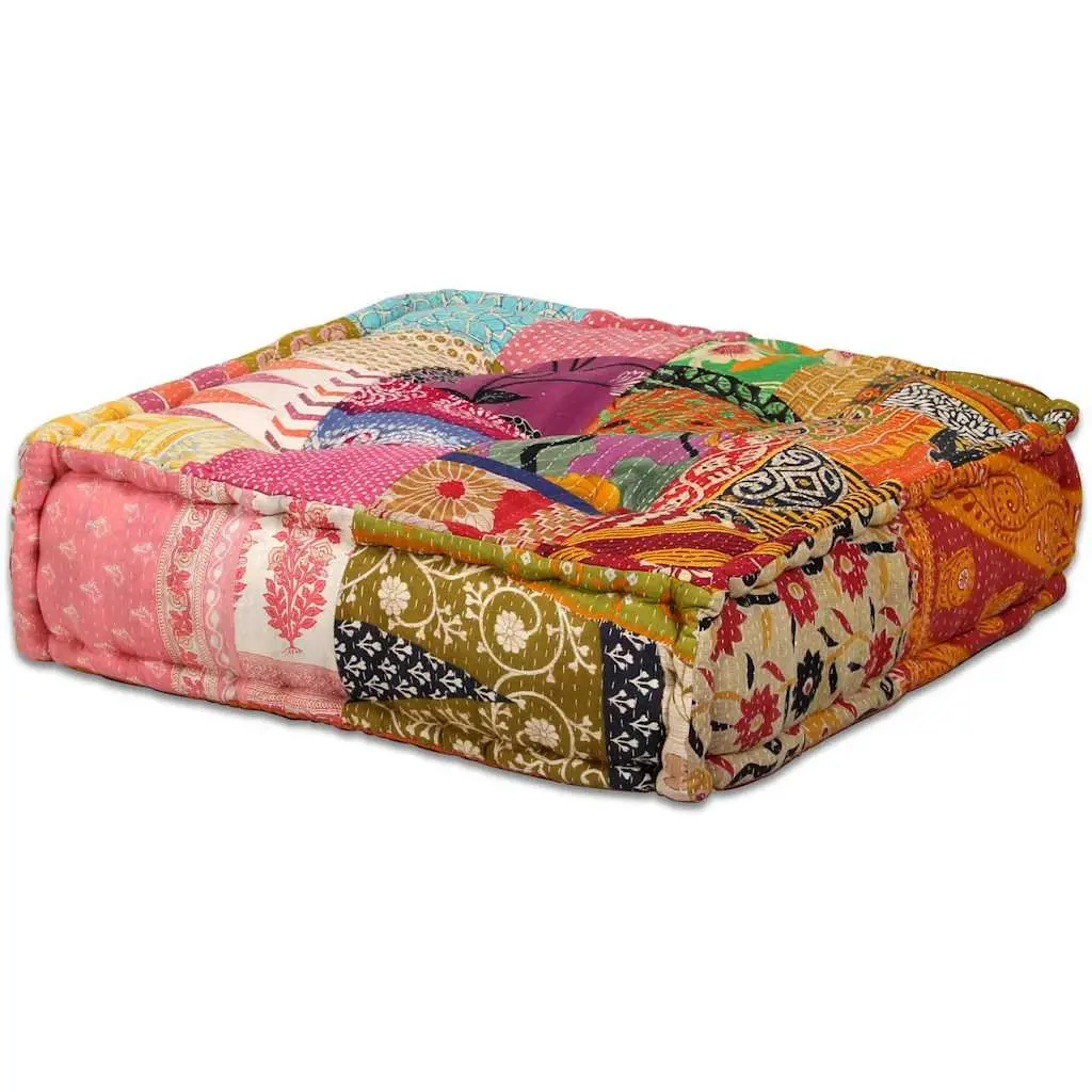 Modular Pouffe Sofa Bed Convertible Patchwork Fabric 4-Seater Multicolour