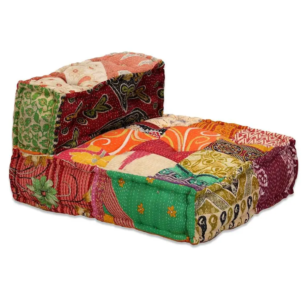 Modular Pouffe Sofa Bed Convertible Patchwork Fabric 4-Seater Multicolour