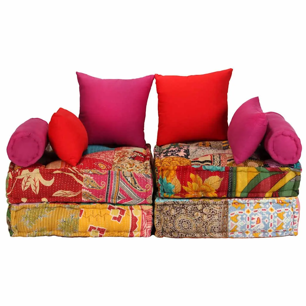 Modular Pouffe Convertible Sofa Bed 2 Seater Patchwork Multicolour