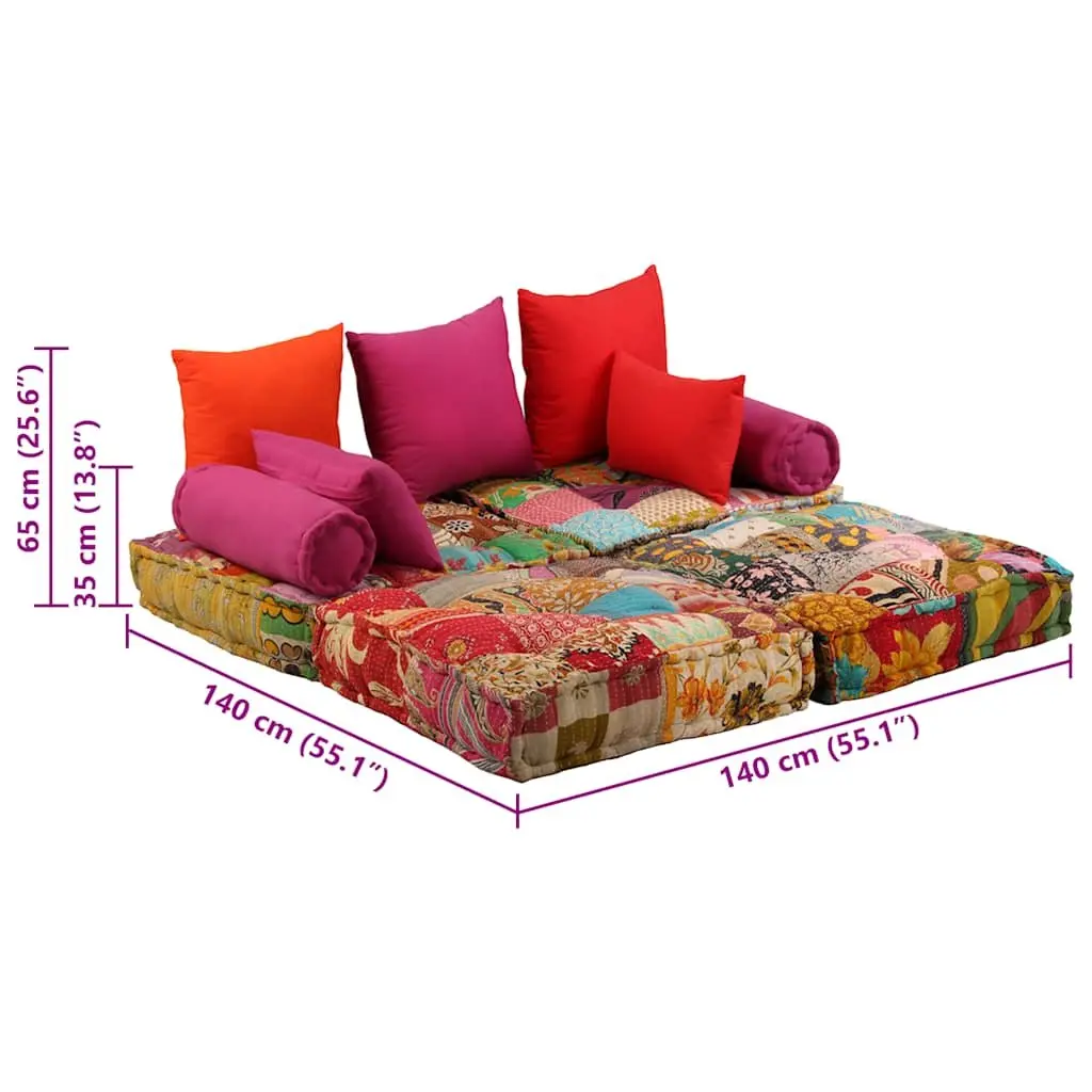 Modular Pouffe Convertible Sofa Bed 2 Seater Patchwork Multicolour