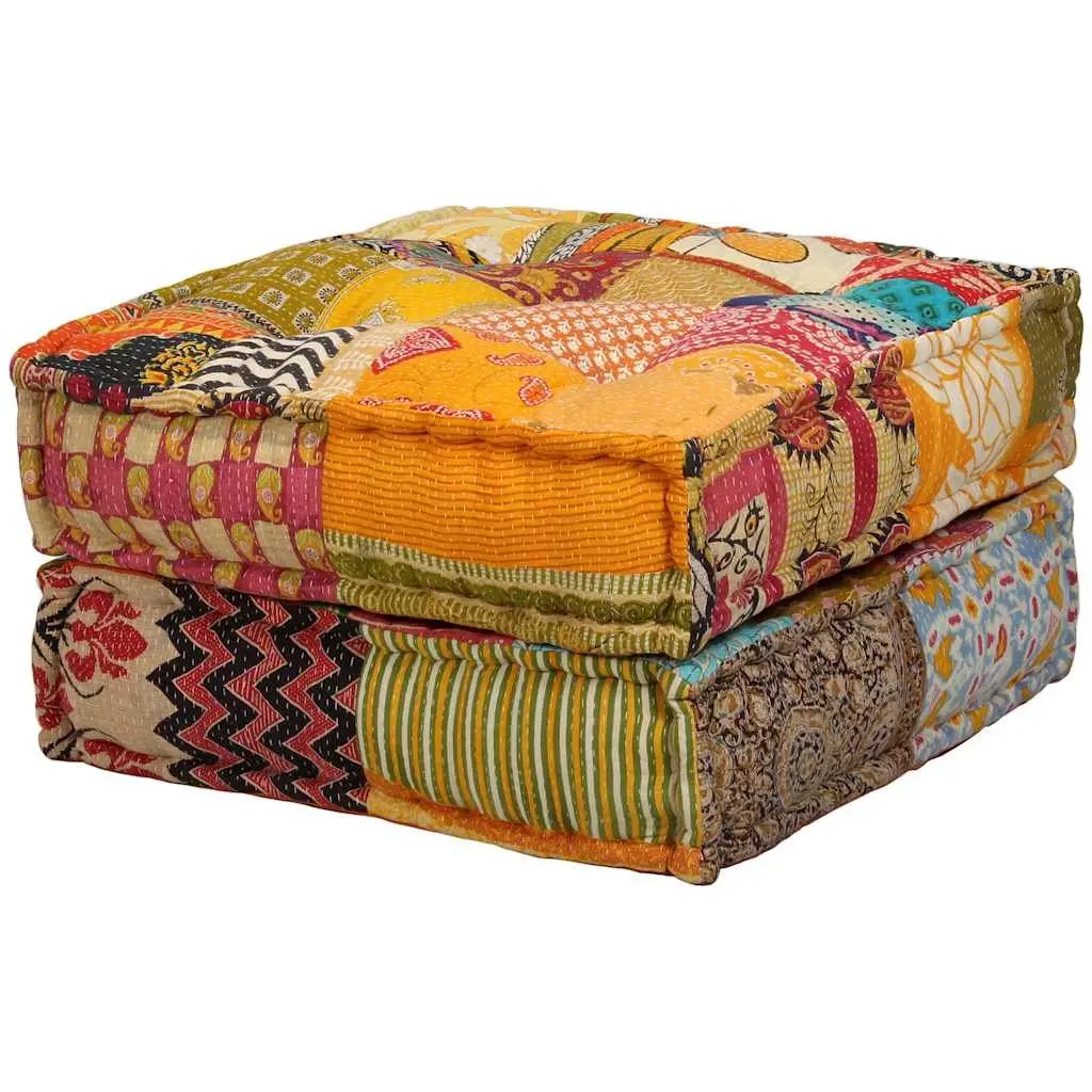 Modular Pouffe Convertible Sofa Bed 2 Seater Patchwork Multicolour