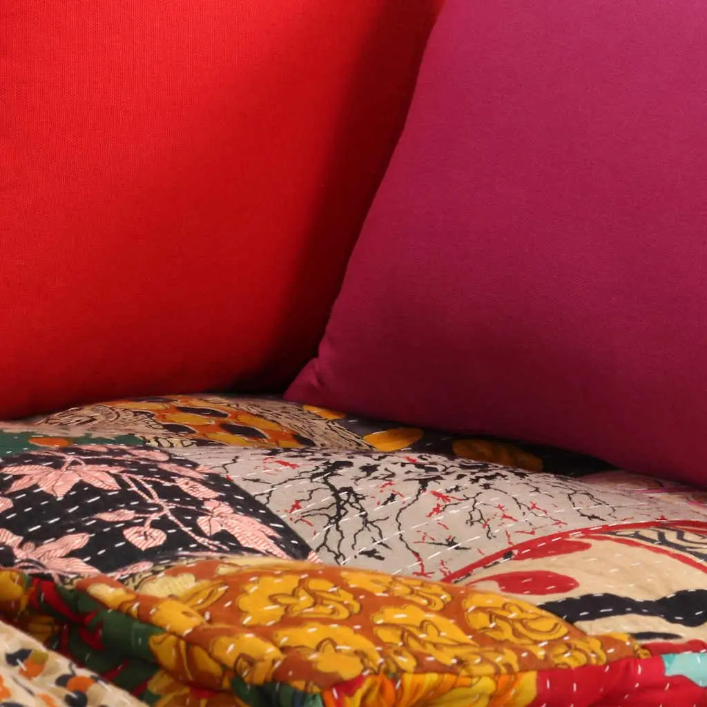 Modular Pouffe Convertible Sofa Bed 2 Seater Patchwork Multicolour