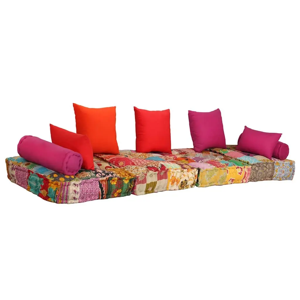 Modular Pouffe Convertible Sofa Bed 2 Seater Patchwork Multicolour
