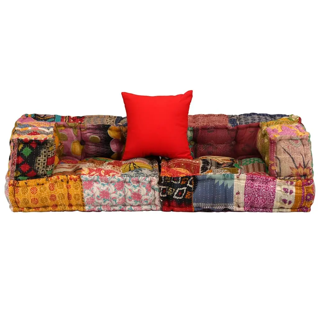 Modular Pouffe Living Room Sofa Seat 2-Seater Patchwork Fabric Multicolour