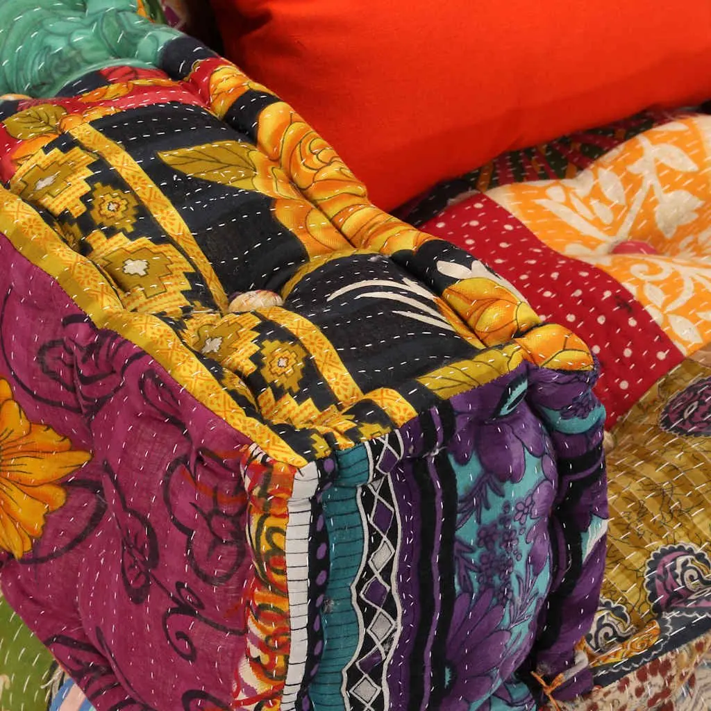 Modular Pouffe Living Room Sofa Seat 2-Seater Patchwork Fabric Multicolour