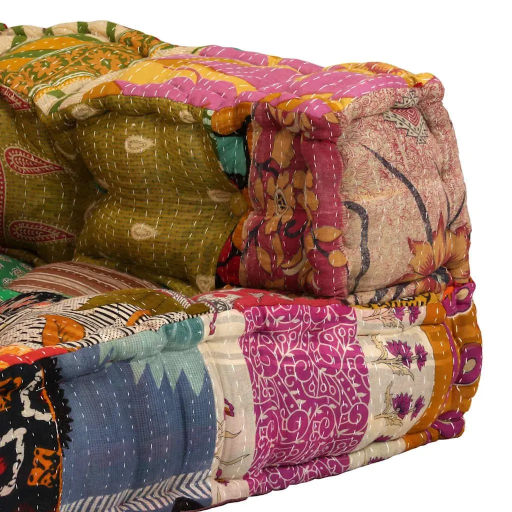 Modular Pouffe Living Room Sofa Seat 2-Seater Patchwork Fabric Multicolour