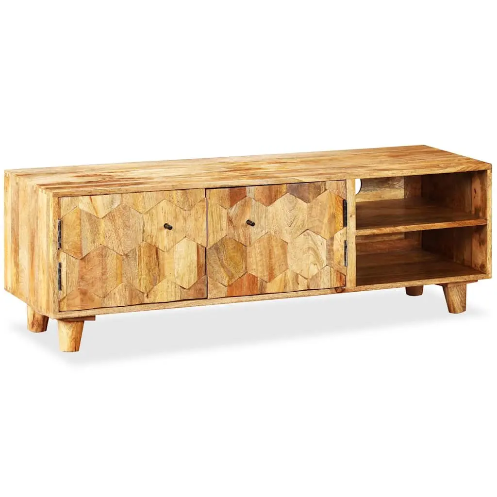 TV Cabinet Lowboard Solid Mango Wood Living Room Storage Unit Brown 118x35x40cm
