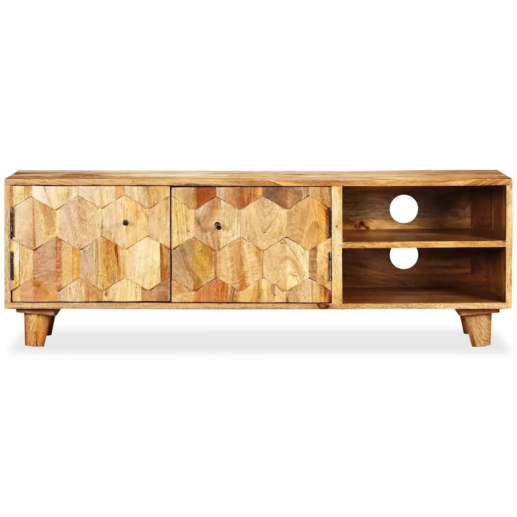 TV Cabinet Lowboard Solid Mango Wood Living Room Storage Unit Brown 118x35x40cm