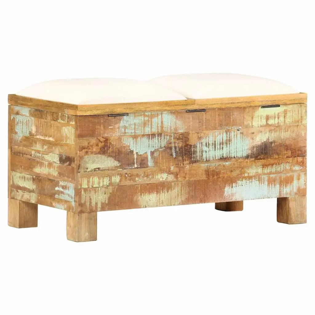 Storage Bench Solid Reclaimed Wood Retro Seating Entryway Furniture Brown